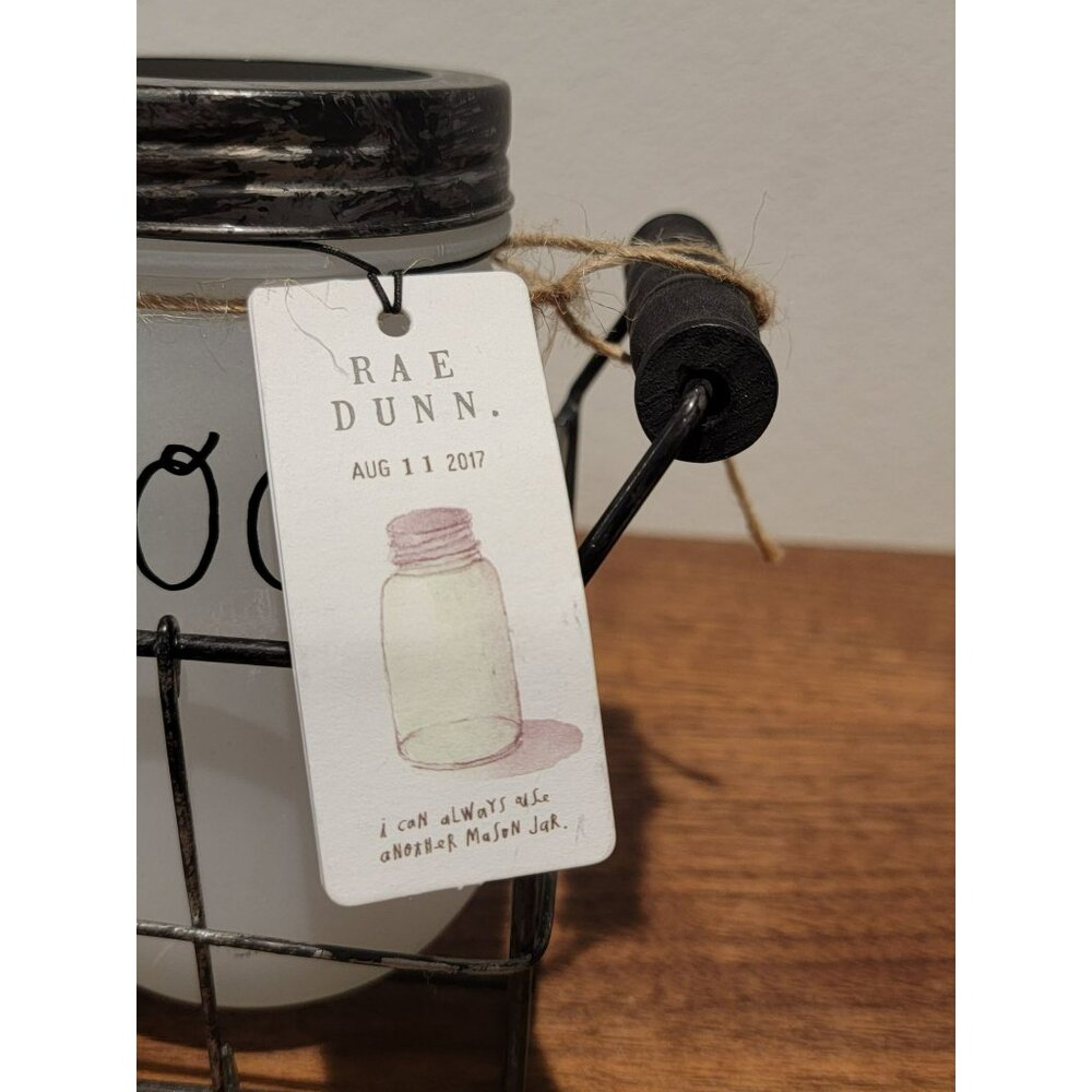 RARE Rae Dunn Plant Grow Bloom Mason Jar Set With Wire Holder 2017 - Picture 5 of 13